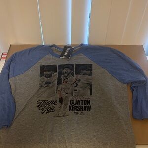LA dodgers Clayton kershaw grey and blue tshirt mid length sleeves